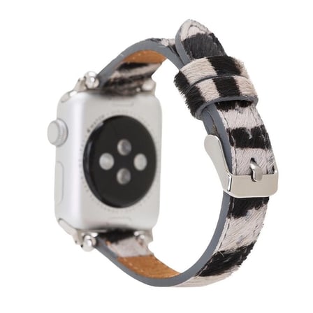 Eco Lounge Apple Watch Deri Kordon 38-40-41mm Zebra Desenli Saat Kordonu