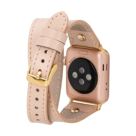 Eco Lounge Apple Watch Uyumlu Deri Kordon Krem 42-44-45mm Slim