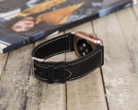 Eco Lounge Apple Watch Uyumlu Deri Kordon 42mm 44mm 45mm Siyah