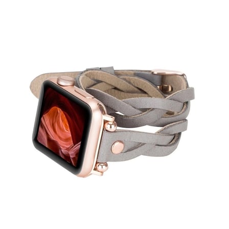 Eco Lounge Apple Watch Örgü Deri Kordon Taş Gri 38-40-41 mm