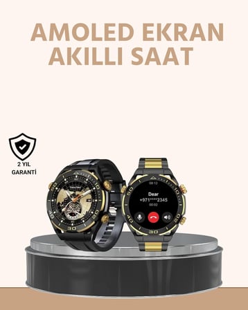 Amoled Ekran Akıllı Saat Uyku Nabız Adım Ölçer Su Geçirmez