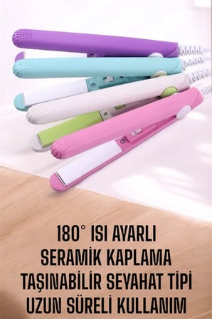 180°C Isı ve Uzun Süre Kalıcı Düzlük Sağlayan Mini Saç Düzleştirici