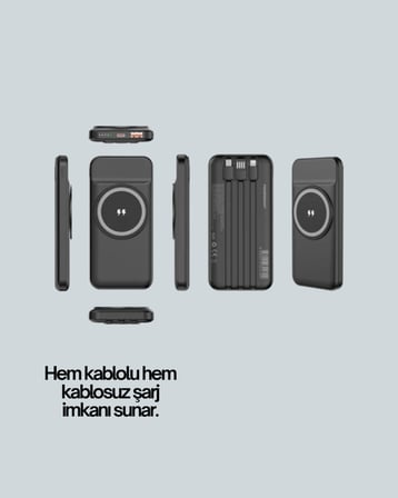 Çoklu Cihaz Uyumu ile Kablolu ve Kablosuz Şarj – Pratik Powerbank
