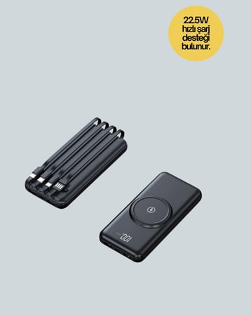 Çoklu Cihaz Uyumu ile Kablolu ve Kablosuz Şarj – Pratik Powerbank