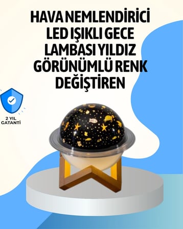 Projektör ışıklı ve aromaterapi destekli taşınabilir nemlendirici cihaz USB bağlantılı