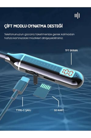 Eco Lounge Siyah Bluetooth Kulaklık Type-C SD Kart Girişli