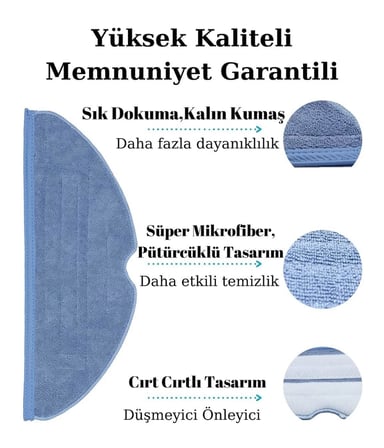 Roborock S8, S8 Plus, S8 Pro Ultra Uyumlu 2 Adet Mop Fiber Bez Paspas-Yüksek Kaliteli