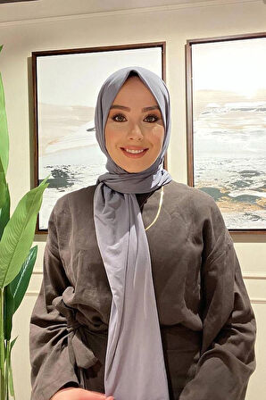 SAYRA Shawl Gri Çıtçıtlı Hazır Şal