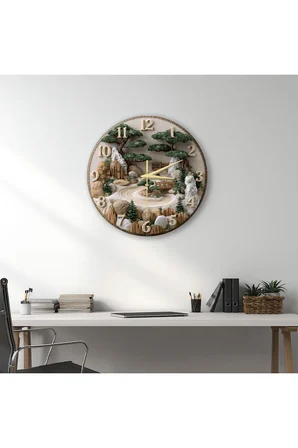 Dekoratif Duvar Saati – 33 cm UV Baskılı MDF Duvar Saati