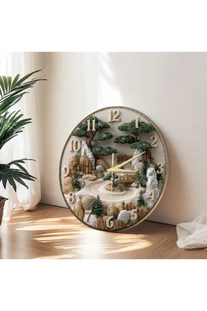Dekoratif Duvar Saati – 33 cm UV Baskılı MDF Duvar Saati