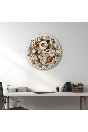 Dekoratif Duvar Saati – 33 cm UV Baskılı MDF Duvar Saati