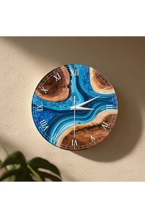 Epoxy Görünümlü Dekoratif Duvar Saati – 33 cm UV Baskılı MDF Duvar Saati