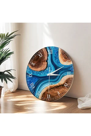 Epoxy Görünümlü Dekoratif Duvar Saati – 33 cm UV Baskılı MDF Duvar Saati