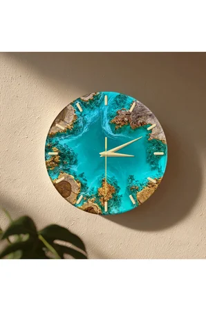 Epoxy Görünümlü Dekoratif Duvar Saati – 33 cm UV Baskılı MDF Duvar Saati