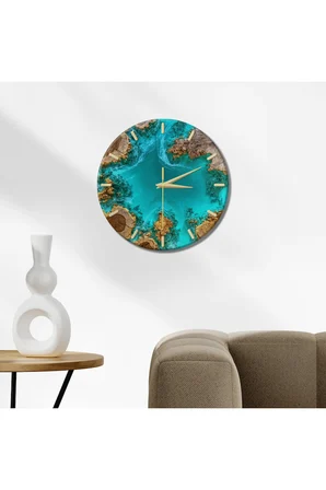 Epoxy Görünümlü Dekoratif Duvar Saati – 33 cm UV Baskılı MDF Duvar Saati