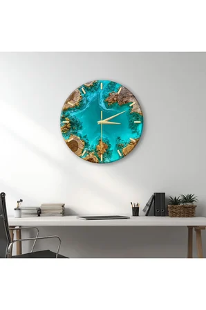 Epoxy Görünümlü Dekoratif Duvar Saati – 33 cm UV Baskılı MDF Duvar Saati