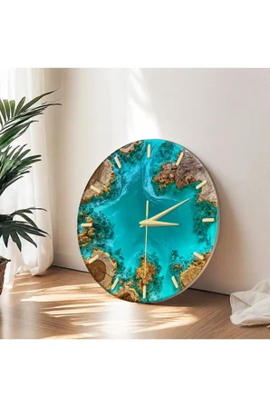 Epoxy Görünümlü Dekoratif Duvar Saati – 33 cm UV Baskılı MDF Duvar Saati
