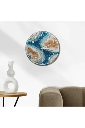Epoxy Görünümlü Dekoratif Duvar Saati – 33 cm UV Baskılı MDF Duvar Saati