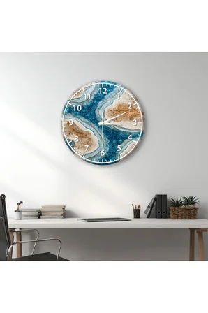 Epoxy Görünümlü Dekoratif Duvar Saati – 33 cm UV Baskılı MDF Duvar Saati