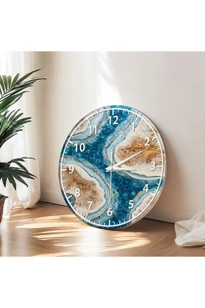 Epoxy Görünümlü Dekoratif Duvar Saati – 33 cm UV Baskılı MDF Duvar Saati