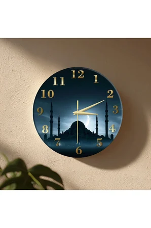 Cami Temalı Dekoratif Duvar Saati – 33 cm UV Baskılı MDF Duvar Saati