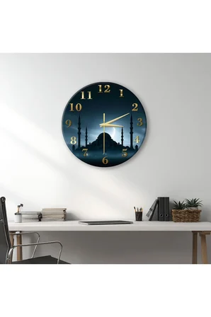 Cami Temalı Dekoratif Duvar Saati – 33 cm UV Baskılı MDF Duvar Saati