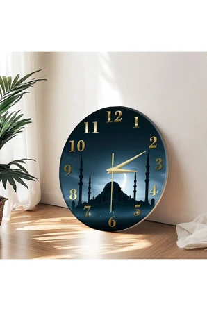 Cami Temalı Dekoratif Duvar Saati – 33 cm UV Baskılı MDF Duvar Saati