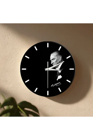 ATATÜRK Duvar Saati – 33 cm UV Baskılı MDF Duvar Saati
