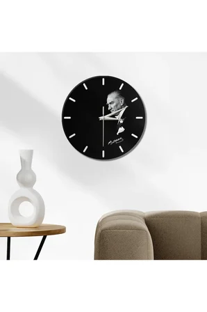 ATATÜRK Duvar Saati – 33 cm UV Baskılı MDF Duvar Saati