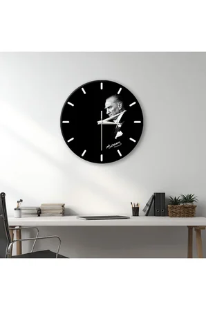 ATATÜRK Duvar Saati – 33 cm UV Baskılı MDF Duvar Saati