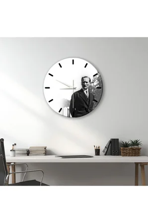 ATATÜRK Duvar Saati – 33 cm UV Baskılı MDF Duvar Saati