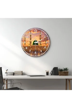 Mescid-i Nebevî Duvar Saati – 33 cm UV Baskılı MDF Duvar Saati