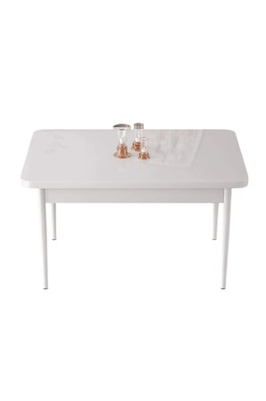 Tulca Serisi 70x110 Beyaz Mdf Mutfak Masası , Beyaz Metal Ayaklı