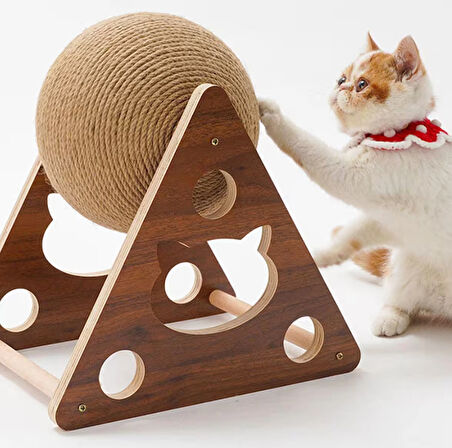 TİNEKE Ahşap Ipli Kedi Oyuncagi Topu Kedi Tırmalaması