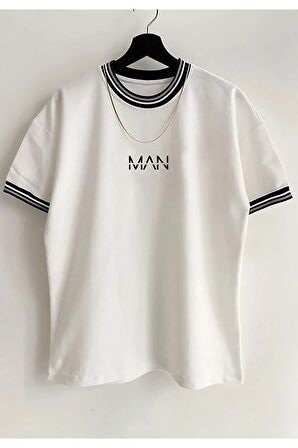 Unisex Beyaz Yeni Sezon Trapstar Baskılı Oversize Yazlık T-shirt