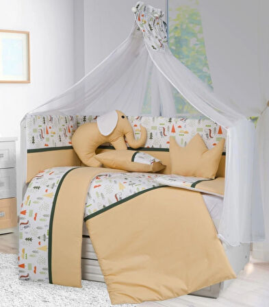 TUGU HOME&BABY SAFARİ %100 PAMUK 11 PARÇA 60x120 cm BEBEK BEŞİK UYKU SETİ,BEBEK BEŞİK UYKU TAKIMI,ANNE YANI ORGANİK UYKU SETİ