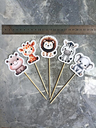 Safari Orman Temalı 3 Lü Set One 1 Yaş Doğum Günü Süsü Banner + Pasta Süsü + Cupcake Kürdani