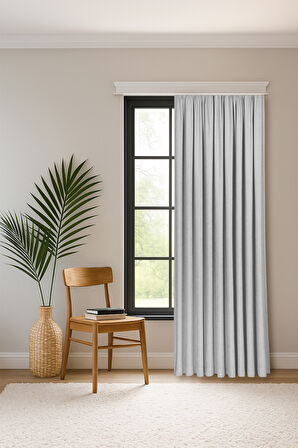 Gauze Fabric Design SAFİR KADİFE DOKULU AÇIK GRI YÜKSEK KALİTELİ EKSTRAFORLU FON PERDE 125 x 260