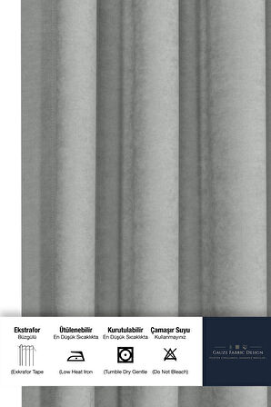 Gauze Fabric Design SAFİR KADİFE DOKULU AÇIK GRI YÜKSEK KALİTELİ EKSTRAFORLU FON PERDE 150 x 260