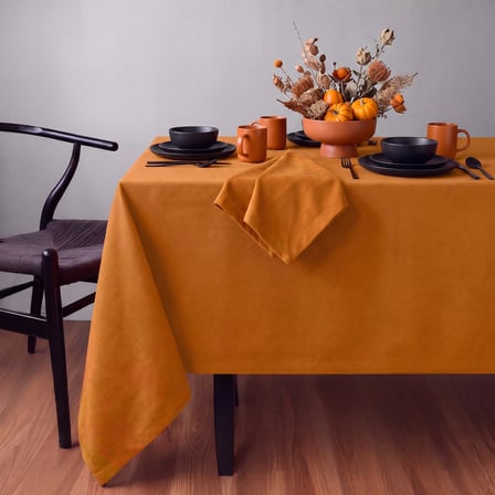 Gauze Fabric Design KADİFE DOKULU DERTSİZ MASA ÖRTÜSÜ, Safir Oranj