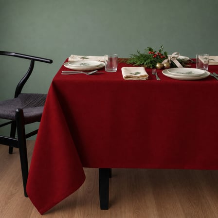 Gauze Fabric Design KADİFE DOKULU DERTSİZ MASA ÖRTÜSÜ, Safir Kırmızı