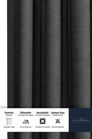 Gauze Fabric Design SAFİR KADİFE DOKULU ANTRASIT YÜKSEK KALİTELİ EKSTRAFORLU FON PERDE 125 x 250