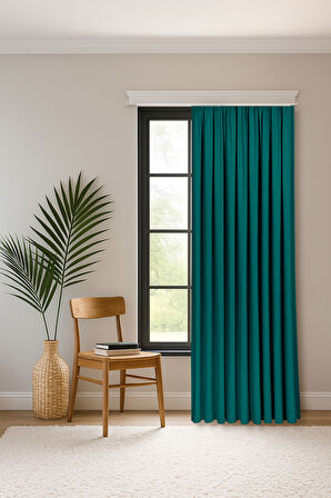 Gauze Fabric Design SAFİR KADİFE DOKULU DENIZ YEŞILI YÜKSEK KALİTELİ EKSTRAFORLU FON PERDE 100 x 260