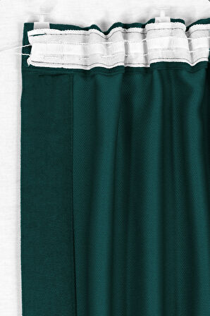 Gauze Fabric Design SAFİR KADİFE DOKULU DENIZ YEŞILI YÜKSEK KALİTELİ EKSTRAFORLU FON PERDE 200 x 250