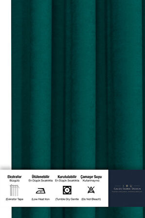 Gauze Fabric Design SAFİR KADİFE DOKULU DENIZ YEŞILI YÜKSEK KALİTELİ EKSTRAFORLU FON PERDE 400 x 250