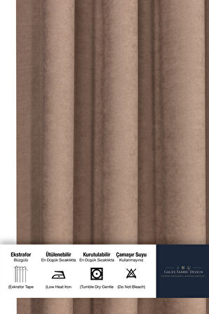 Gauze Fabric Design SAFİR KADİFE DOKULU HAKI YÜKSEK KALİTELİ EKSTRAFORLU FON PERDE 400 x 250