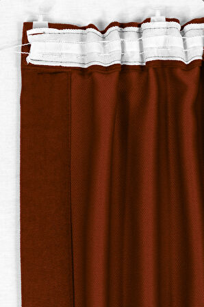 Gauze Fabric Design SAFİR KADİFE DOKULU KIREMIT YÜKSEK KALİTELİ EKSTRAFORLU FON PERDE 275 x 270