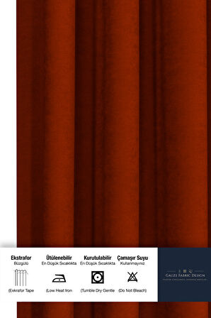 Gauze Fabric Design SAFİR KADİFE DOKULU KIREMIT YÜKSEK KALİTELİ EKSTRAFORLU FON PERDE 400 x 250