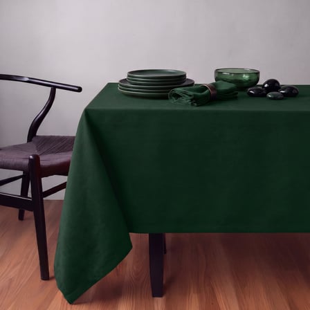 Gauze Fabric Design KADİFE DOKULU DERTSİZ MASA ÖRTÜSÜ, Safir Avcı Yeşili