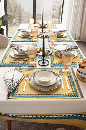 Masa Örtüsü Takımı, 6'lı Amerikan Servis, 6'lı Peçete, Runner, Masa Örtüsü